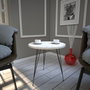 Hanah Home Marmo Mesa Auxiliar con Patas de Metal, Blanca y Negra, 40x44x40 cm